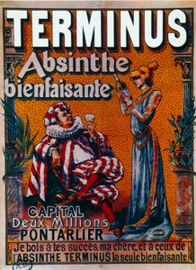 Publicité pour Terminus « absinthe bienfaisante » par Pontarlier