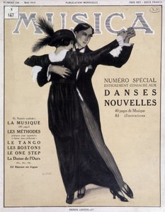 Numéro spécial danses nouvelles (couple dansant le tango) - Illustration par Francisco Javier Gose (1876-1915) dans « Musica », mai 1913 - Francesc Xavier Gosé