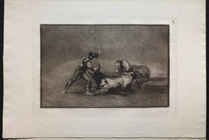 Corridas : Un chevalier espagnol tue le taureau après avoir perdu son cheval - Francisco de Goya