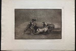 Corridas : Un chevalier espagnol tue le taureau après avoir perdu son cheval, 1876 - Francisco de Goya