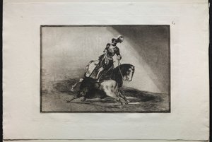 Corridas : Charles V lançant une lance à un taureau - Francisco de Goya