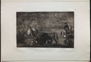 Corridas : Le chien lâché sur le taureau - Francisco de Goya