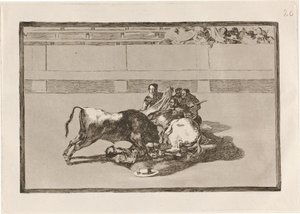 Un picador est désarçonné et tombe sous le taureau - Francisco de Goya
