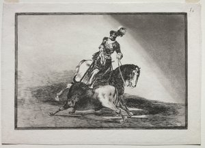 Charles V lançant une lance sur un taureau dans l