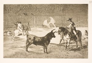Le célèbre picador, Fernando del Toro, provoque le taureau furieux avec sa lance - Francisco de Goya