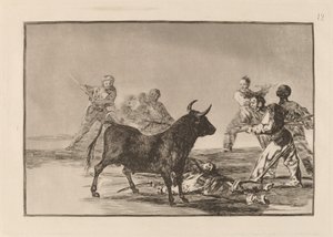 Desjarrete de la canalla con lanzas, medias-lunas, banderillas y otras armas - Francisco de Goya
