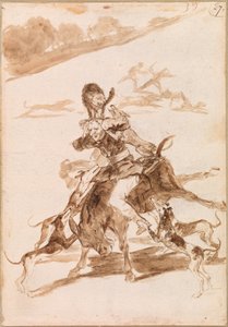 Chiens chassant un chat sur un homme sur un âne - Francisco de Goya