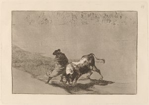 El diestrisimo estudiante de Falces, embozadoburla al toro con sus quiebros - Francisco de Goya