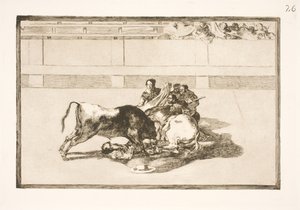 Un picador est jeté de son cheval et tombe sous le taureau - Francisco de Goya