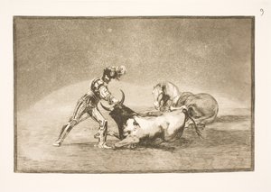 Un cavalier espagnol tue le taureau après avoir perdu son cheval - Francisco de Goya