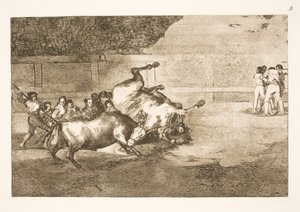 Cheval jeté à terre par un taureau - Francisco de Goya