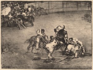 Picador attrapé par un taureau