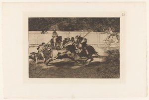 Rendon pique un taureau avec sa lance (La Tauromachie) - Francisco de Goya