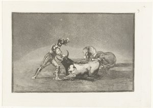 Chevalier espagnol tuant un taureau - Francisco de Goya