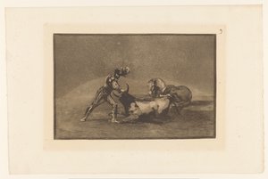 Chevalier espagnol tuant un taureau - Francisco de Goya