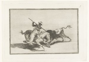 El animoso Moro Gazul es el primero que lanceó toros en regla (La Tauromaquia) - Francisco de Goya