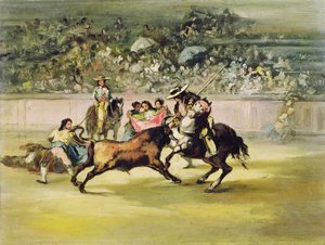 Le courageux Randon combattant un taureau