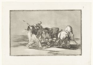 Quatre hommes chassant un taureau - Francisco de Goya