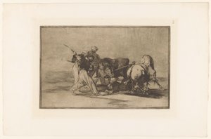 Quatre hommes chassant un taureau - Francisco de Goya