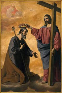 Christ couronnant Saint Joseph. Peinture de Francisco de Zurbaran, vers 1640. Musée des Beaux-Arts de Séville, Espagne