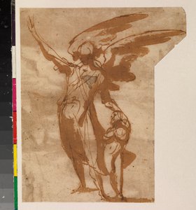 Anges gardiens marchant avec un enfant, recto
