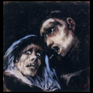Moine parlant à une vieille femme