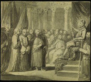 Le tsar Vassili IV Ivanovitch Chouiski devant le roi Sigismond III Vasa, fin XVIIIe siècle - Franciszek Smuglewicz