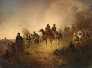 Markos Botzaris (vers 1788-1823) à la bataille de Karpenisi, la nuit du 8 août - Franciszek Tomasz Tepa