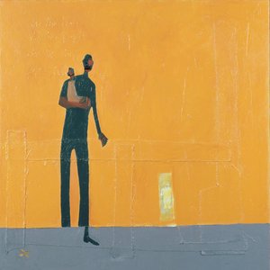 Père et enfant (technique mixte sur toile)