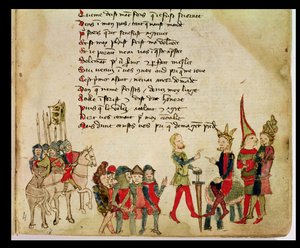 Ms Est 27 W 8.17 f.4r Attila le Hun (c.406-453) en discussion avec l