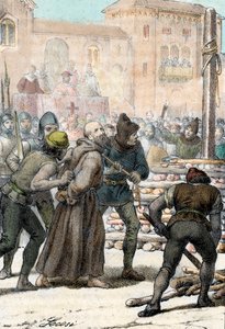 Exécution du réformateur religieux italien Arnaldo da Brescia le 18 juin 1155, gravure de 