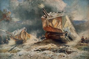Char français de la Première Guerre mondiale de type St Chamond avançant sur les positions allemandes - Francois (after) Flameng
