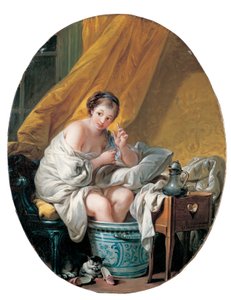 Une jeune femme prenant un bain de pieds - François Boucher