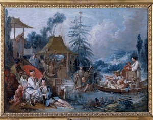 Chinoiserie : la pêche Peinture par François Boucher (1703-1770) - François Boucher