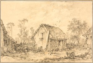 Paysage avec cottage rustique - François Boucher