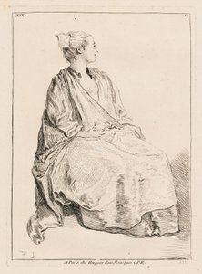 Femme assise tournée vers la droite - François Boucher