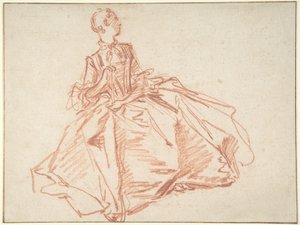 Femme assise tenant un éventail - François Boucher