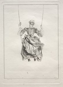 Femme sur une balançoire, vue de dos