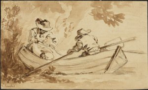 Deux hommes dans une barque