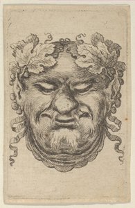 Masque de Bacchus avec une couronne de feuilles de vigne et ruban, de Divers Masques, vers 1635-45