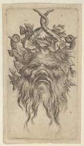 Masque de satyre avec des cornes crochues et une couronne de lierre, de Divers Masques, vers 1635-45