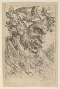 Masque de satyre avec une couronne de lierre, face à droite, de Divers Masques, vers 1635-45