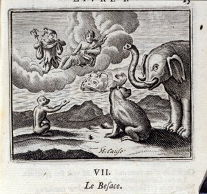 Le sac. Fables de Jean de La Fontaine (1621-95). Illustration de François Chauveau (1613-1676). Édition de 1728. - Francois Chauveau