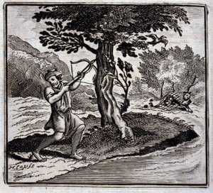 Le lion et le rat. Fables de Jean de La Fontaine (1621-95). Illustration de François Chauveau (1613-1676). Édition de 1728. - Francois Chauveau