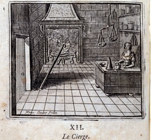 La chandelle. Fables de Jean de La Fontaine (1621-95). Illustration par François Chauveau (1613-1676). Édition de 1728. - Francois Chauveau