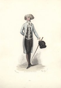 Homme élégant en manteau rayé, époque de Marie-Antoinette - Francois Claudius Compte Calix