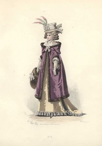 Femme en manteau à capuche bordé de fourrure, époque de Marie Antoinette - Francois Claudius Compte Calix
