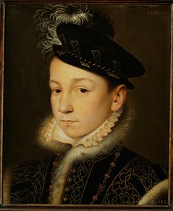 Le roi Charles IX de France ... (huile sur bois de chêne) - François Clouet