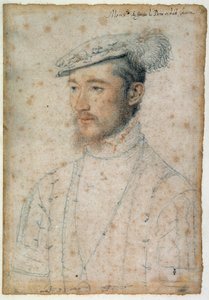 Portrait de François de Lorraine, duc de Guise (1520 - 1563). Dessin à la sanguine et pierre noire par François Clouet (1515-1572)