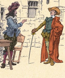 Rencontre de Cyrano, jeune, arrivant à Paris, avec D